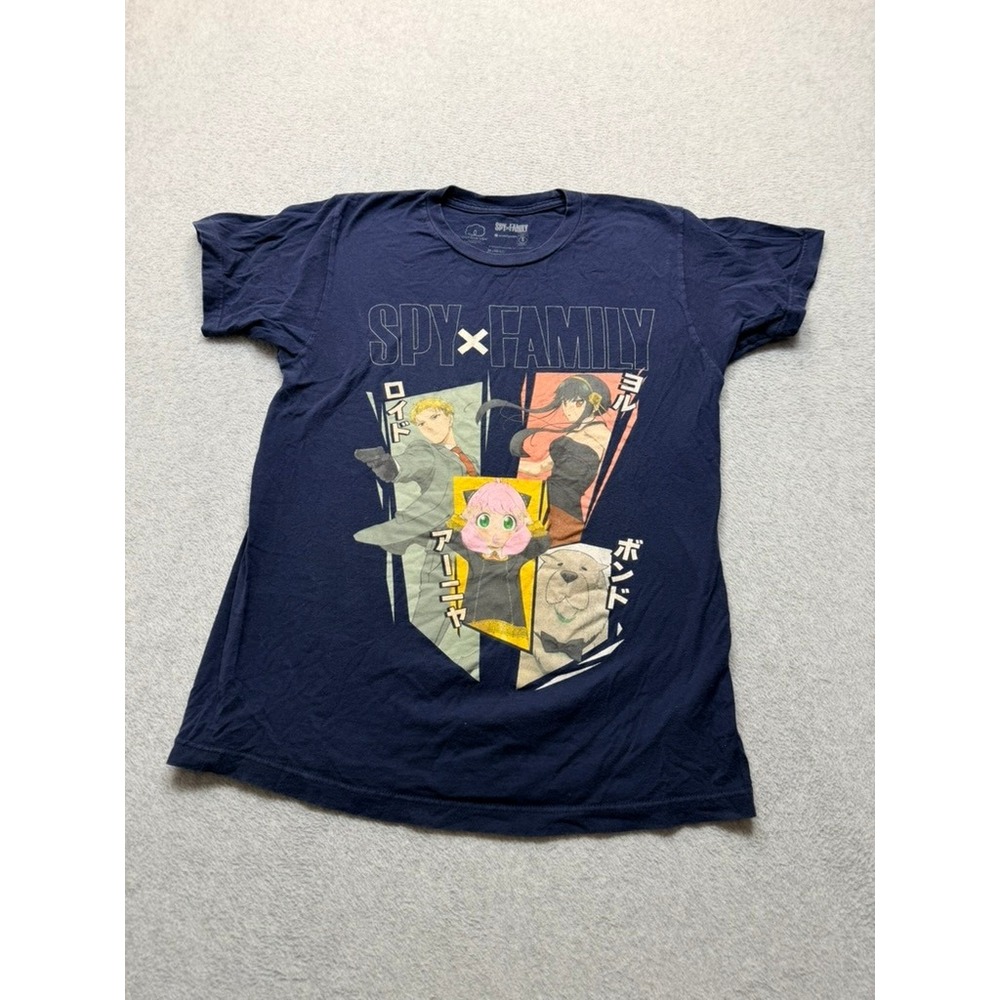 Spy x Family Anime Graphic T-Shirt Navy Blue Crunchyroll Loid Yor Anya Bond M